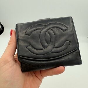Chanel Vintage Black Leather Wallet